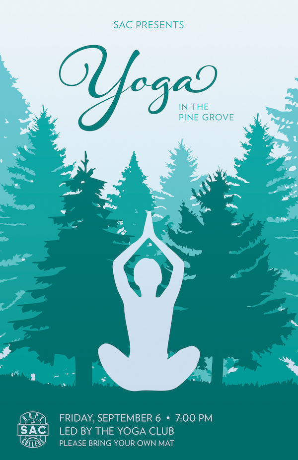 Yoga in the Pine Grove event poster